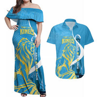 Saint Lucia Kings Cricket Custom Couples Matching Off Shoulder Maxi Dress and Hawaiian Shirt 2025 2nd Champions Back To Back - Wonder Print Shop