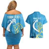 Saint Lucia Kings Cricket Custom Couples Matching Off Shoulder Short Dress and Hawaiian Shirt 2025 2nd Champions Back To Back - Wonder Print Shop