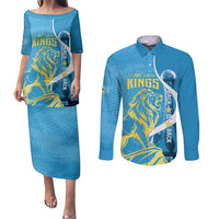 Saint Lucia Kings Cricket Custom Couples Matching Puletasi and Long Sleeve Button Shirt 2025 2nd Champions Back To Back - Wonder Print Shop