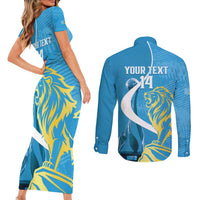 Saint Lucia Kings Cricket Custom Couples Matching Short Sleeve Bodycon Dress and Long Sleeve Button Shirt 2025 2nd Champions Back To Back - Wonder Print Shop