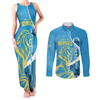 Saint Lucia Kings Cricket Custom Couples Matching Tank Maxi Dress and Long Sleeve Button Shirt 2025 2nd Champions Back To Back - Wonder Print Shop
