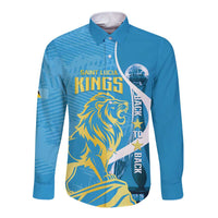 Saint Lucia Kings Cricket Custom Long Sleeve Button Shirt 2025 2nd Champions Back To Back - Wonder Print Shop