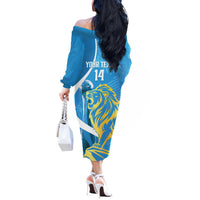 Saint Lucia Kings Cricket Custom Off The Shoulder Long Sleeve Dress 2025 2nd Champions Back To Back - Wonder Print Shop