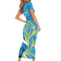 Saint Lucia Kings Cricket Custom Short Sleeve Bodycon Dress 2025 2nd Champions Back To Back - Wonder Print Shop