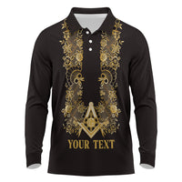 Personalised Filipino Freemasonry Long Sleeve Polo Shirt Masonic Barong Tagalog Inspired Ivory White