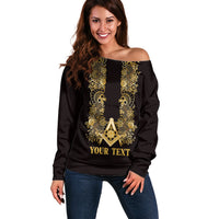 Personalised Filipino Freemasonry Off Shoulder Sweater Masonic Barong Tagalog Inspired Ivory White