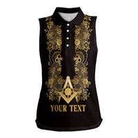 Personalised Filipino Freemasonry Women Sleeveless Polo Shirt Masonic Barong Tagalog Inspired Ivory White
