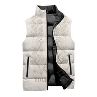 Personalised Filipino Freemasonry Sleeveless Puffer Jacket Masonic Barong Tagalog Inspired Black