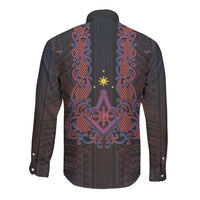 Personalised Philippines Barong Tagalog Freemasonry Long Sleeve Button Shirt Filipino Masonic Polynesian Pattern