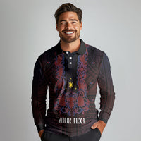 Personalised Philippines Barong Tagalog Freemasonry Long Sleeve Polo Shirt Filipino Masonic Polynesian Pattern