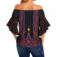 Personalised Philippines Barong Tagalog Freemasonry Off Shoulder Wrap Waist Top Filipino Masonic Polynesian Pattern