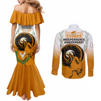 cyprus-independence-day-couples-matching-mermaid-dress-and-long-sleeve-button-shirts-coat-of-arms-with-cypriot-mouflon-gradient-style