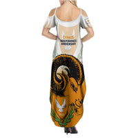 Cyprus Independence Day Family Matching Summer Maxi Dress and Hawaiian Shirt Coat Of Arms With Cypriot Mouflon Gradient Style - Wonder Print Shop