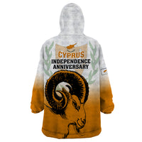 Cyprus Independence Day Wearable Blanket Hoodie Coat Of Arms With Cypriot Mouflon Gradient Style - Wonder Print Shop