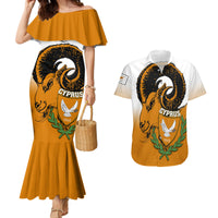 Personalised Cyprus Independence Day Couples Matching Mermaid Dress and Hawaiian Shirt Coat Of Arms With Cypriot Mouflon Gradient Style - Wonder Print Shop