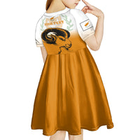 Personalised Cyprus Independence Day Kid Short Sleeve Dress Coat Of Arms With Cypriot Mouflon Gradient Style - Wonder Print Shop