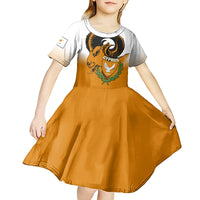Personalised Cyprus Independence Day Kid Short Sleeve Dress Coat Of Arms With Cypriot Mouflon Gradient Style - Wonder Print Shop