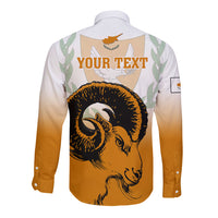Personalised Cyprus Independence Day Long Sleeve Button Shirt Coat Of Arms With Cypriot Mouflon Gradient Style - Wonder Print Shop