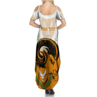 Personalised Cyprus Independence Day Summer Maxi Dress Coat Of Arms With Cypriot Mouflon Gradient Style - Wonder Print Shop