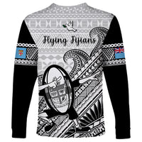 Fiji Tapa Rugby Long Sleeve Shirt Flying Fijian 2023 World Cup With Dabbing Ball - Wonder Print Shop