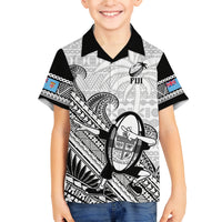 Custom Fiji Tapa Rugby Kid Hawaiian Shirt Flying Fijian 2023 World Cup With Dabbing Ball - Wonder Print Shop