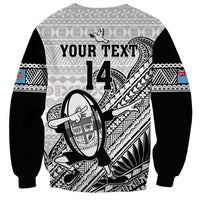 Custom Fiji Tapa Rugby Sweatshirt Flying Fijian 2023 World Cup With Dabbing Ball - Wonder Print Shop
