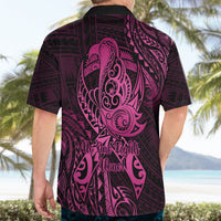 Polynesia Breast Cancer Awareness Hawaiian Shirt No One Fights Alone Pink Ribbon With Butterfly - Wonder Print Shop