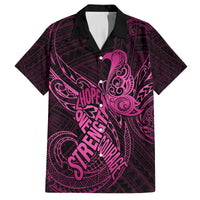 Polynesia Breast Cancer Awareness Kid Hawaiian Shirt No One Fights Alone Pink Ribbon With Butterfly - Wonder Print Shop