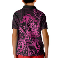 Polynesia Breast Cancer Awareness Kid Polo Shirt No One Fights Alone Pink Ribbon With Butterfly - Wonder Print Shop