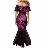 Polynesia Breast Cancer Awareness Mermaid Dress No One Fights Alone Pink Ribbon With Butterfly - Wonder Print Shop