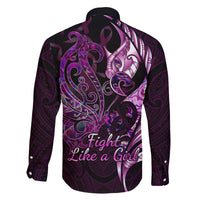 Personalised New Zealand Breast Cancer Family Matching Mermaid Dress and Hawaiian Shirt Fight Like A Girl Pink Manaia Fern With Paua Shell - Wonder Print Shop