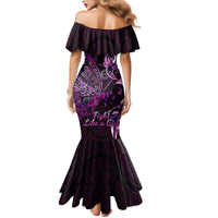 Personalised New Zealand Breast Cancer Family Matching Mermaid Dress and Hawaiian Shirt Fight Like A Girl Pink Manaia Fern With Paua Shell - Wonder Print Shop