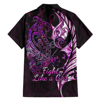 Personalised New Zealand Breast Cancer Kid Hawaiian Shirt Fight Like A Girl Pink Manaia Fern With Paua Shell - Wonder Print Shop