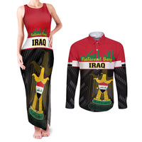 Iraq National Day Couples Matching Tank Maxi Dress and Long Sleeve Button Shirts Iraqi Coat Of Arms With Flag Style - Wonder Print Shop