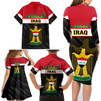 Iraq National Day Family Matching Long Sleeve Bodycon Dress and Hawaiian Shirt Iraqi Coat Of Arms With Flag Style - Wonder Print Shop