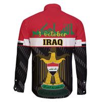 Iraq National Day Family Matching Off Shoulder Short Dress and Hawaiian Shirt Iraqi Coat Of Arms With Flag Style - Wonder Print Shop
