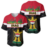 Personalised Iraq National Day Baseball Jersey Iraqi Coat Of Arms With Flag Style - Wonder Print Shop