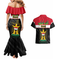 Personalised Iraq National Day Couples Matching Mermaid Dress and Hawaiian Shirt Iraqi Coat Of Arms With Flag Style - Wonder Print Shop