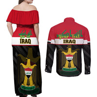 Personalised Iraq National Day Couples Matching Off Shoulder Maxi Dress and Long Sleeve Button Shirts Iraqi Coat Of Arms With Flag Style - Wonder Print Shop