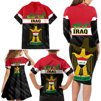 Personalised Iraq National Day Family Matching Long Sleeve Bodycon Dress and Hawaiian Shirt Iraqi Coat Of Arms With Flag Style - Wonder Print Shop