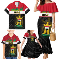 Personalised Iraq National Day Family Matching Mermaid Dress and Hawaiian Shirt Iraqi Coat Of Arms With Flag Style - Wonder Print Shop