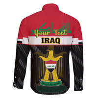 Personalised Iraq National Day Family Matching Off Shoulder Long Sleeve Dress and Hawaiian Shirt Iraqi Coat Of Arms With Flag Style - Wonder Print Shop