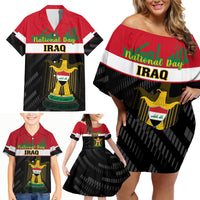 Personalised Iraq National Day Family Matching Off Shoulder Short Dress and Hawaiian Shirt Iraqi Coat Of Arms With Flag Style - Wonder Print Shop