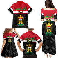 Personalised Iraq National Day Family Matching Puletasi Dress and Hawaiian Shirt Iraqi Coat Of Arms With Flag Style - Wonder Print Shop