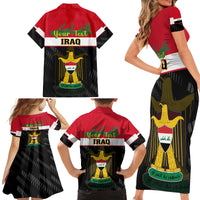 Personalised Iraq National Day Family Matching Short Sleeve Bodycon Dress and Hawaiian Shirt Iraqi Coat Of Arms With Flag Style - Wonder Print Shop