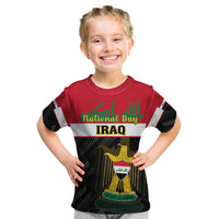 Personalised Iraq National Day Kid T Shirt Iraqi Coat Of Arms With Flag Style - Wonder Print Shop