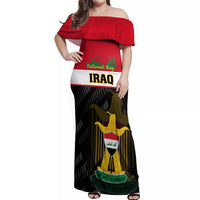 Personalised Iraq National Day Off Shoulder Maxi Dress Iraqi Coat Of Arms With Flag Style - Wonder Print Shop