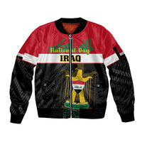Personalised Iraq National Day Sleeve Zip Bomber Jacket Iraqi Coat Of Arms With Flag Style - Wonder Print Shop