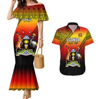 Uganda Independence Day Couples Matching Mermaid Dress and Hawaiian Shirt Jamhuri ya Uganda Happy 61st Anniversary - Wonder Print Shop