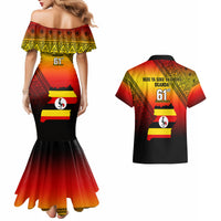 Uganda Independence Day Couples Matching Mermaid Dress and Hawaiian Shirt Jamhuri ya Uganda Happy 61st Anniversary - Wonder Print Shop